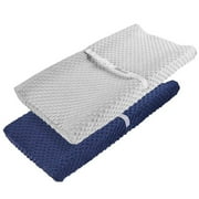2Pcs Changing Pad Cover, Ultra Soft Minky Dots Plush Changing Table Covers Breathable Changing Table Sheets Wipeable Changing Pad Covers Suit for Baby Boys and Girls(Light Gray+Pink)